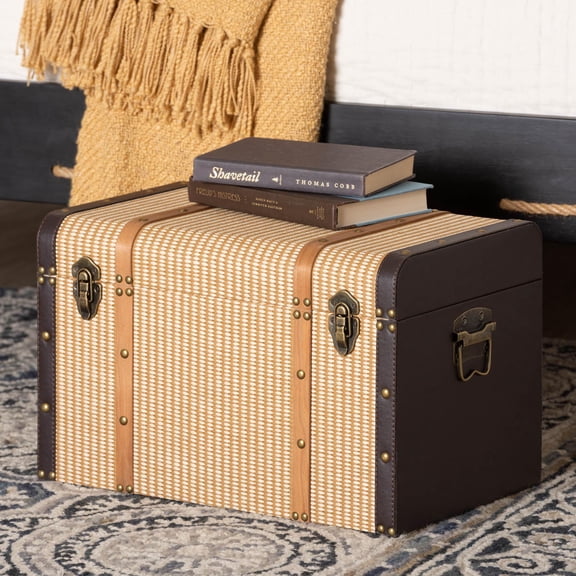 Baxton Studio Manton Mid-Century Storage Trunk, Light Brown