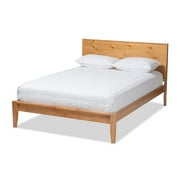 Baxton Studio Marana Modern and Rustic Natural Oak and Pine Finished Wood Platform Bed, Multiple Sizes