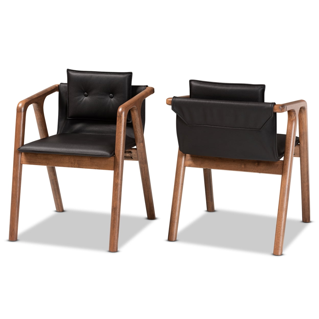 Elegant Mid-Century Modern Walnut Brown Wood & Cane Arm Chair