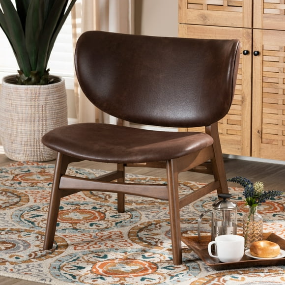 Baxton Studio Marcos Lounge Chair, Dark Brown