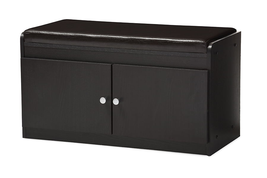 Margaret Espresso Dark Brown Shoe Cabinet with Cushioned Bench