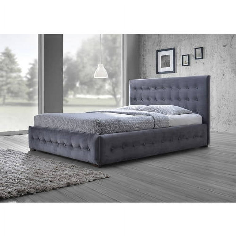Baxton Studio Margaret Modern and Contemporary Grey Velvet Button-tufted Queen Platform Bed Baxton Studio Margaret Modern and Contemporary Grey Velvet Button-tufted Queen Platform Bed