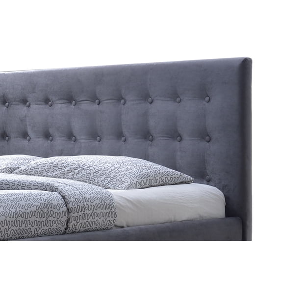 Baxton Studio Margaret Modern and Contemporary Grey Velvet Button-Tufted Platform Bed, Multiple Sizes