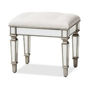 Baxton Studio Marielle Mirrored Vanity Bench in White