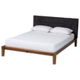 thumbnail image 1 of Baxton Studio Mariette Dark Gray Teddy Fabric and Walnut Brown Wood Queen Bed, 1 of 6