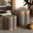 thumbnail image 1 of Baxton Studio Marilyn Modern and Contemporary Transitional Grey and Brown Fabric Upholstered 2-Piece Clover Shaped Storage Ottoman Set, 1 of 10