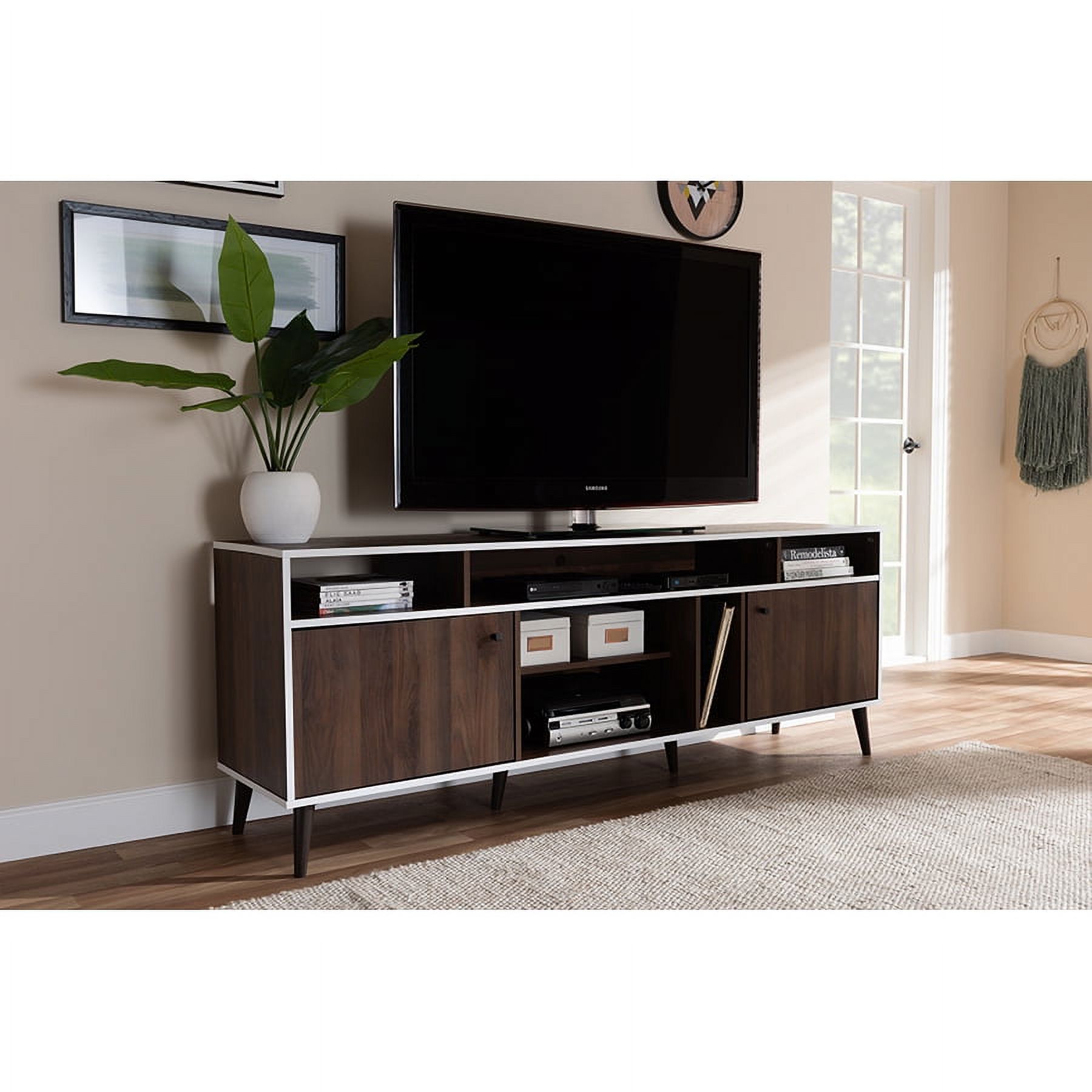 Baxton Studio Marion Mid-Century Modern Brown and White Finished TV Stand - image 1 of 7