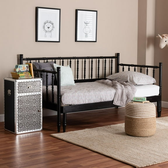 Baxton Studio Marisela Mid-Century Expandable Daybed, Twin to King, Black
