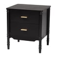 thumbnail image 1 of Baxton Studio Marisela Black Wood Nightstand with Gold Handles - 2-Drawer Table, 1 of 6