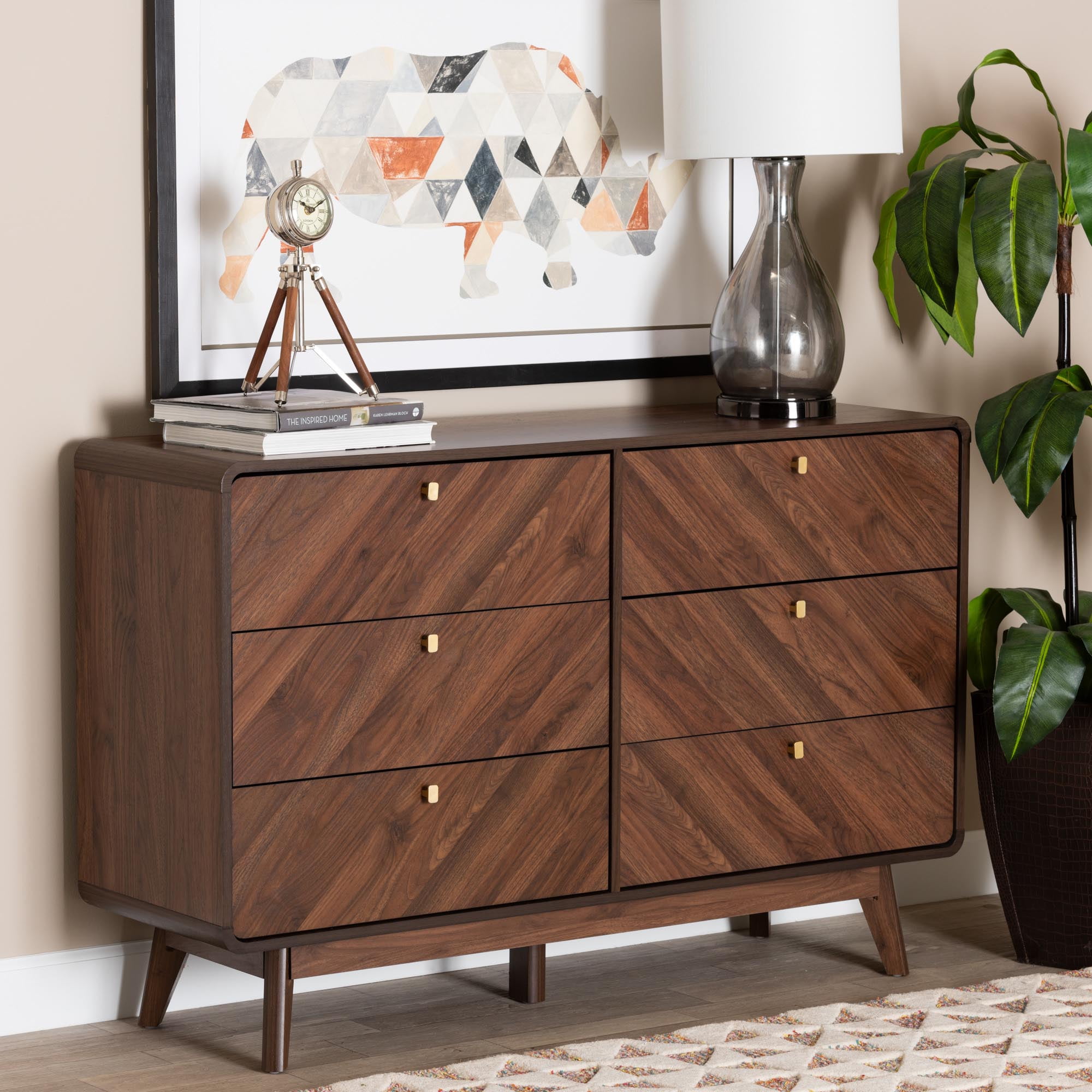 Baxton Studio Markell Mid-Century Modern Transitional Walnut Brown