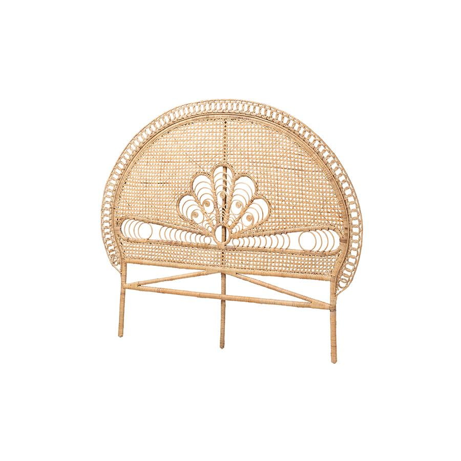 Natural Rattan Queen Size Bohemian Tufted Headboard