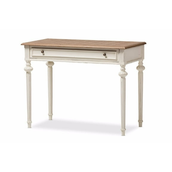 Baxton Studio Marquetterie French Provincial Weathered Oak and Whitewash Writing Desk