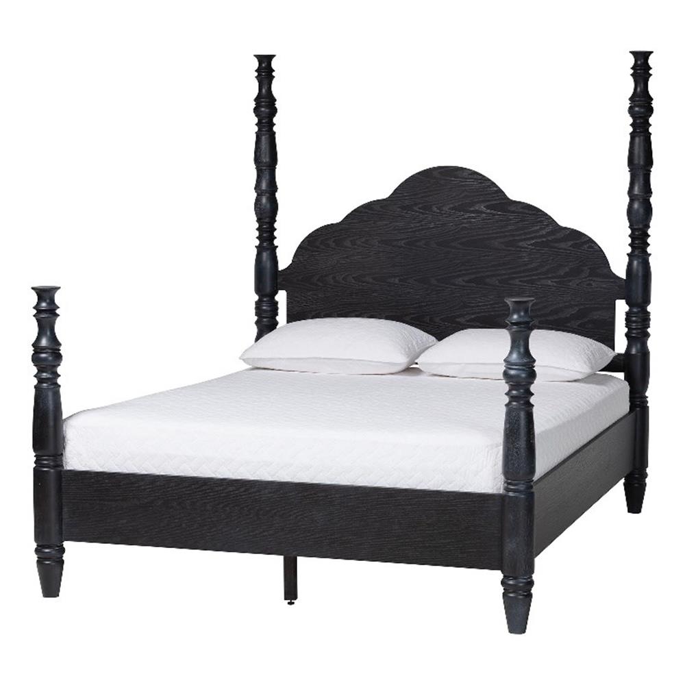 Baxton Studio Martino Four-Poster Platform Bed Black King