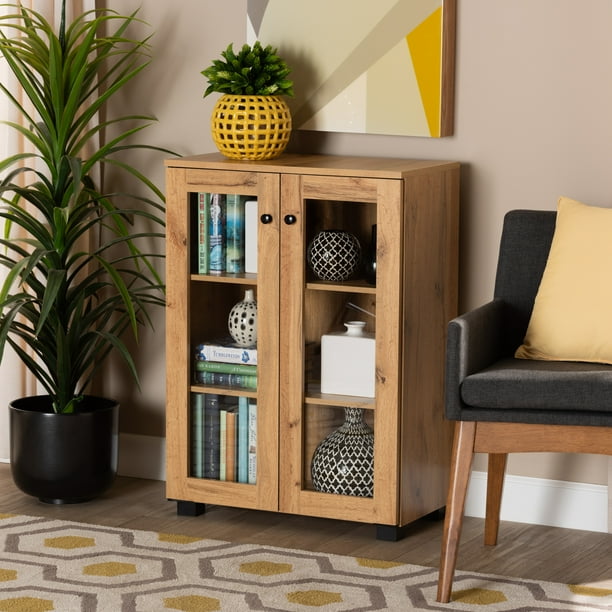 Baxton Studio Mason Modern and Contemporary Dark Brown Multipurpose Storage Cabinet Sideboard with Two Class Doors Baxton Studio Mason Modern and Contemporary Dark Brown Multipurpose Storage Cabinet Sideboard with Two Class Doors