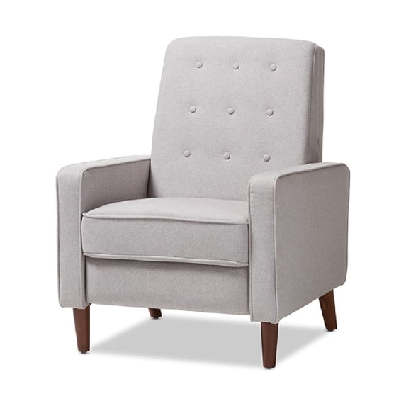 Baxton Studio Mathias Mid-century Modern Light Grey Fabric Upholstered Lounge Chair