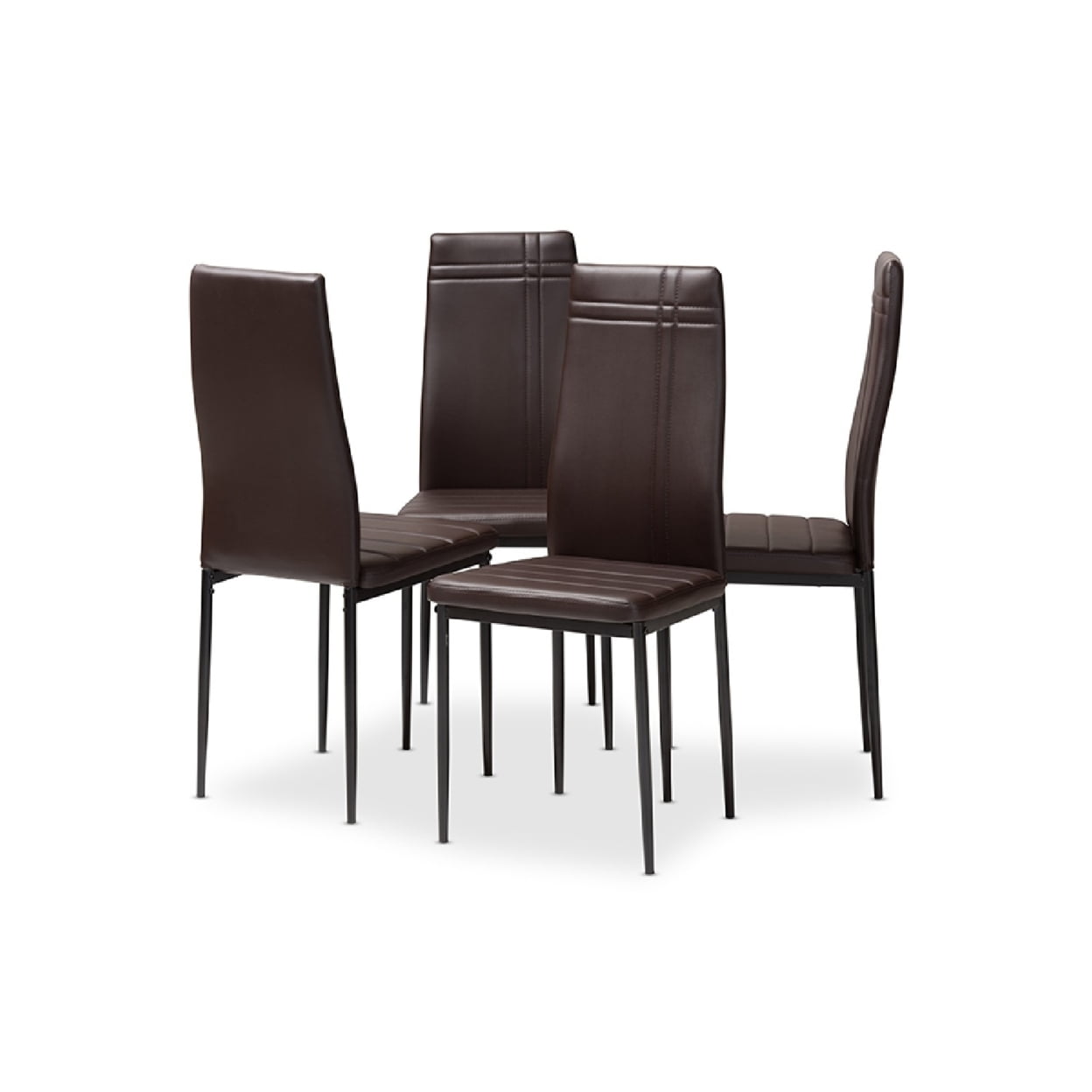 Matiese Brown Faux Leather Parsons Dining Chair Set