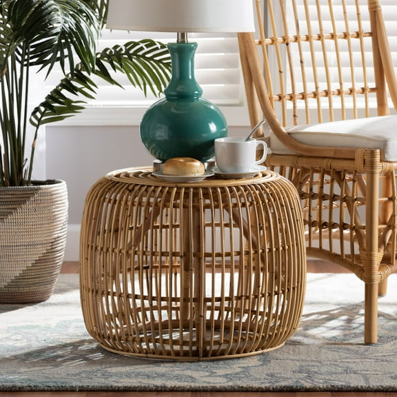 bali & pari Maverick Rattan End Table, Brown