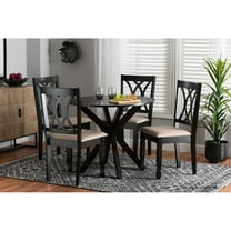 Baxton Studio Maya Modern Beige Fabric and Espresso Brown Finished Wood 5-Piece Dining Set