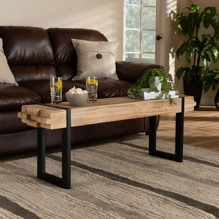 Baxton Studio Medium Density Fiberboard Bench with Rustic and Industrial Design, Natural Brown