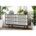 thumbnail image 1 of Baxton Studio Meike Mid-Century Modern Two-Tone Walnut Brown and White Finished Wood 6-Drawer Dresser, 1 of 7