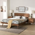 thumbnail image 1 of Baxton Studio Melora Mid-Century Modern Walnut Brown Finished Wood and Rattan King Size 3-Piece Bedroom Set, 1 of 13