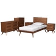 thumbnail image 1 of Baxton Studio Melora Walnut Brown Wood and Rattan Twin Size 5-Piece Bedroom Set, 1 of 14
