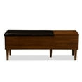 thumbnail image 1 of Baxton Studio Merrick Mid-century 1-drawer 2-tone Oak and Dark Brown Wood Entryway Storage Cushioned Bench Shoe Rack, 1 of 8