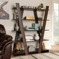 thumbnail image 1 of Baxton Studio Michio Modern and Contemporary Walnut Brown Finished 5-Tier Wood Geometric Living Room Display Shelf, 1 of 8