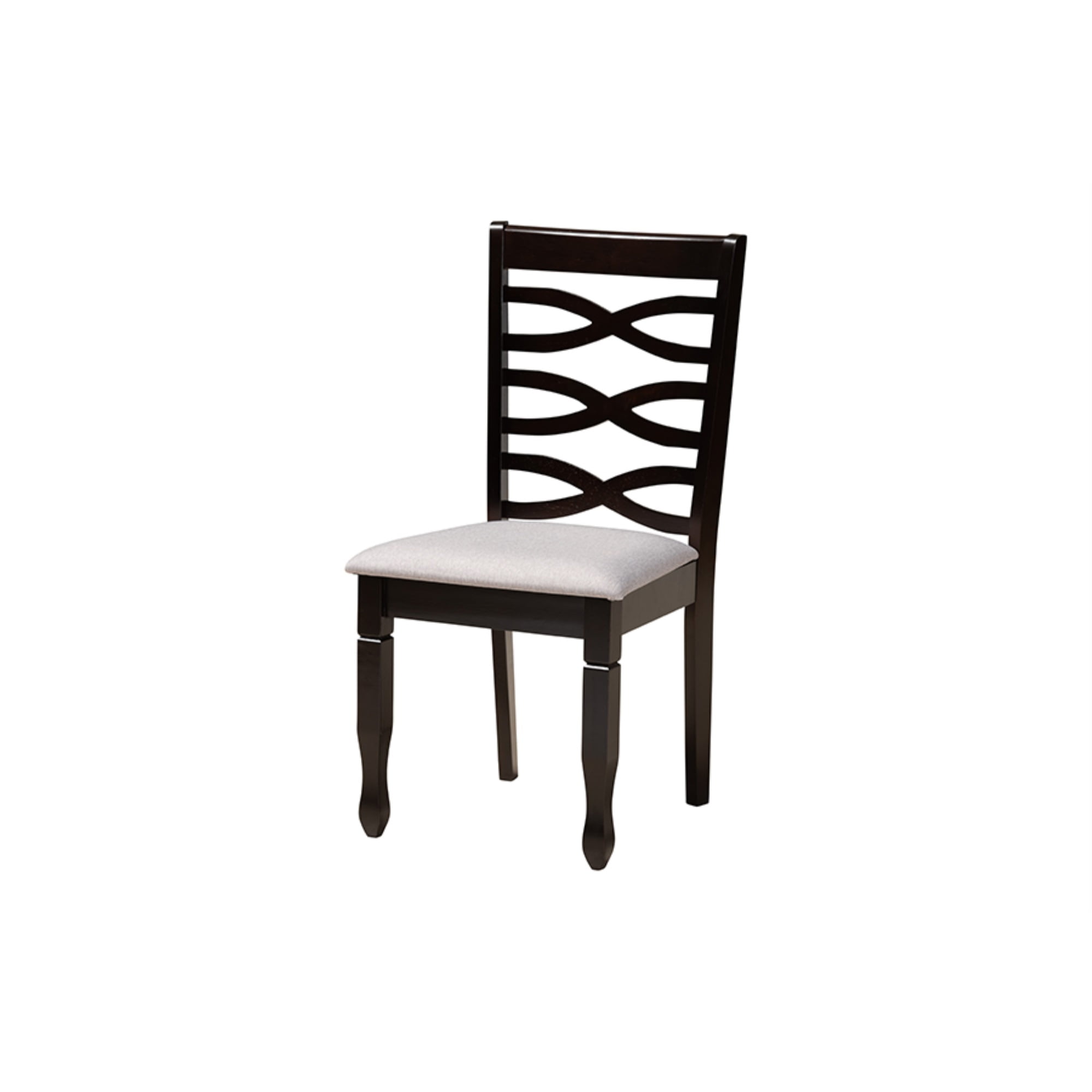Mila Retro Grey Fabric and Dark Brown Wood 5-Piece Dining Set
