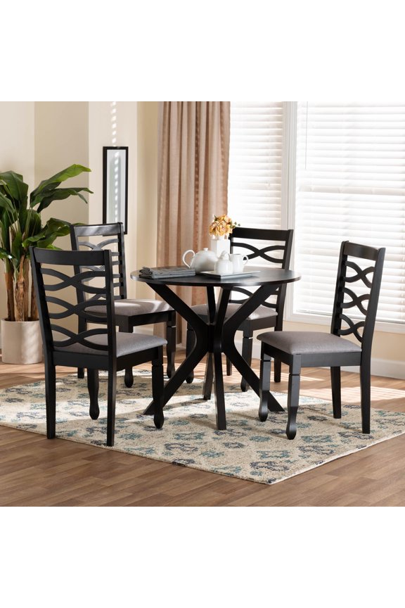 Mila Modern Dining Set, 5-Piece Set, Dark Brown