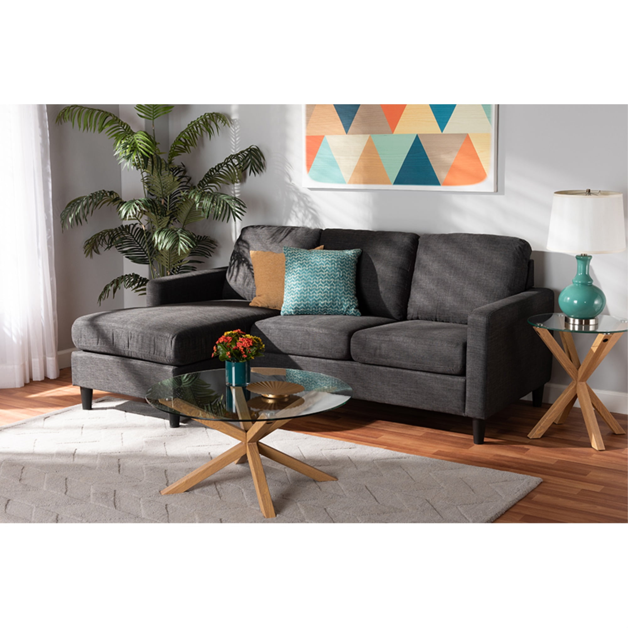 Baxton Studio Miles Modern and Contemporary Charcoal Fabric Upholstered