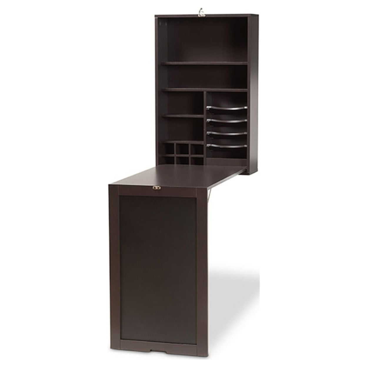 Baxton Studio Millard Modern and Contemporary Dark Brown Finished Wood Wall-Mounted Folding Desk
