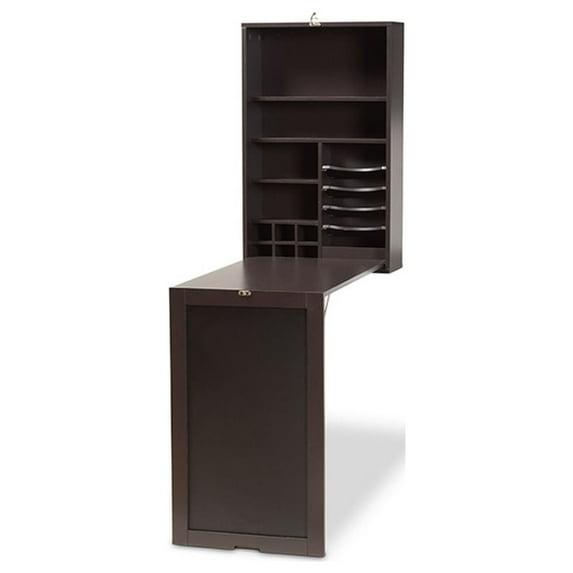 Baxton Studio Millard Modern and Contemporary Dark Brown Finished Wood Wall-Mounted Folding Desk