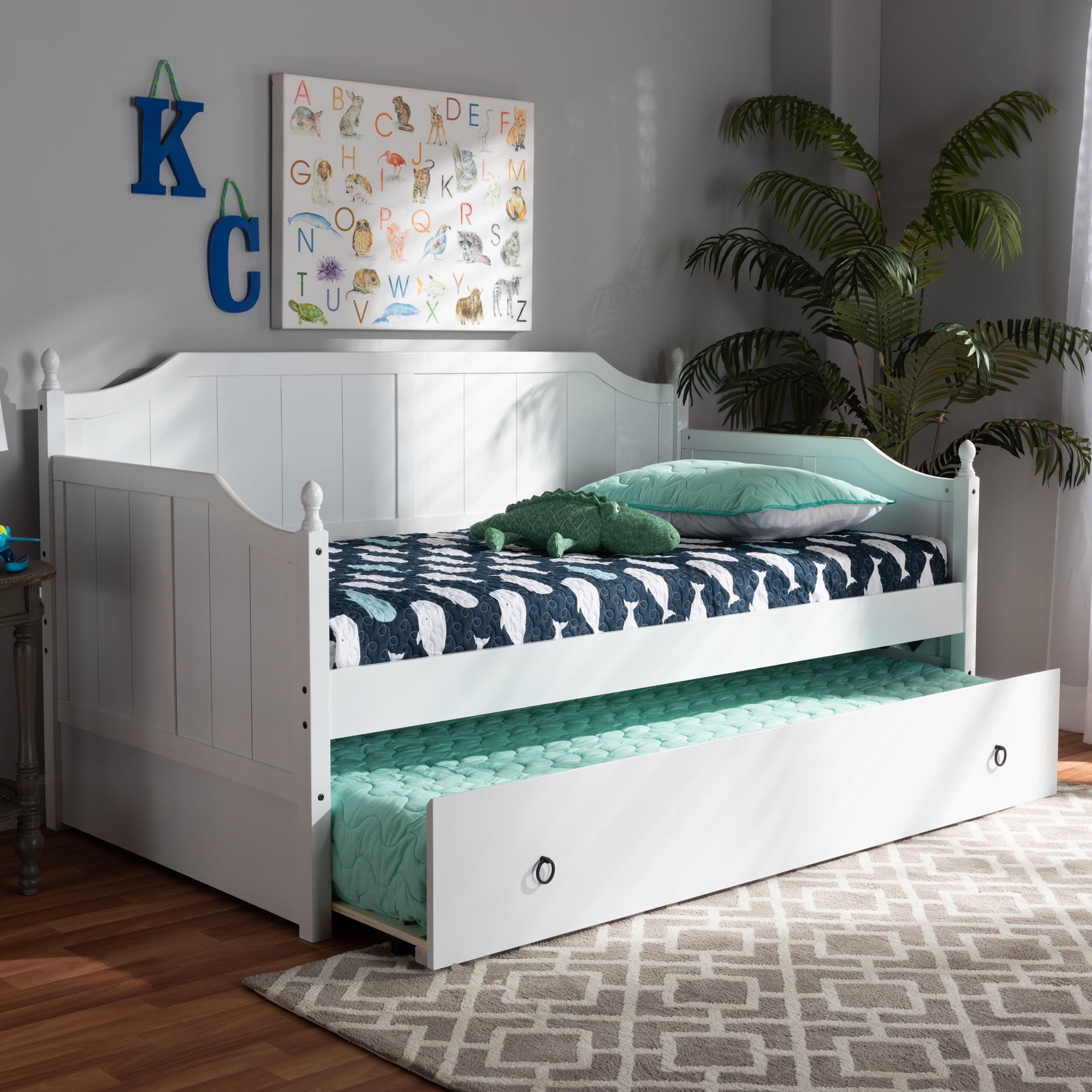 Baxton Studio Millie Cottage Farmhouse Wood Daybed with Trundle