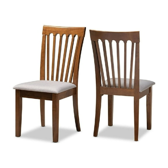 Baxton Studio Minette Modern and Contemporary Grey Fabric Upholstered Walnut Brown Finished Wood 2-Piece Dining Chair