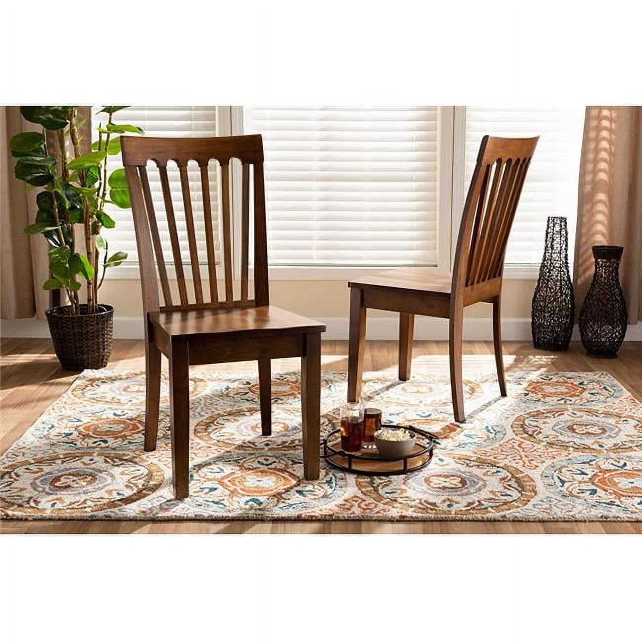 Walnut Brown Minette Wood & Cane Low Arm Chair