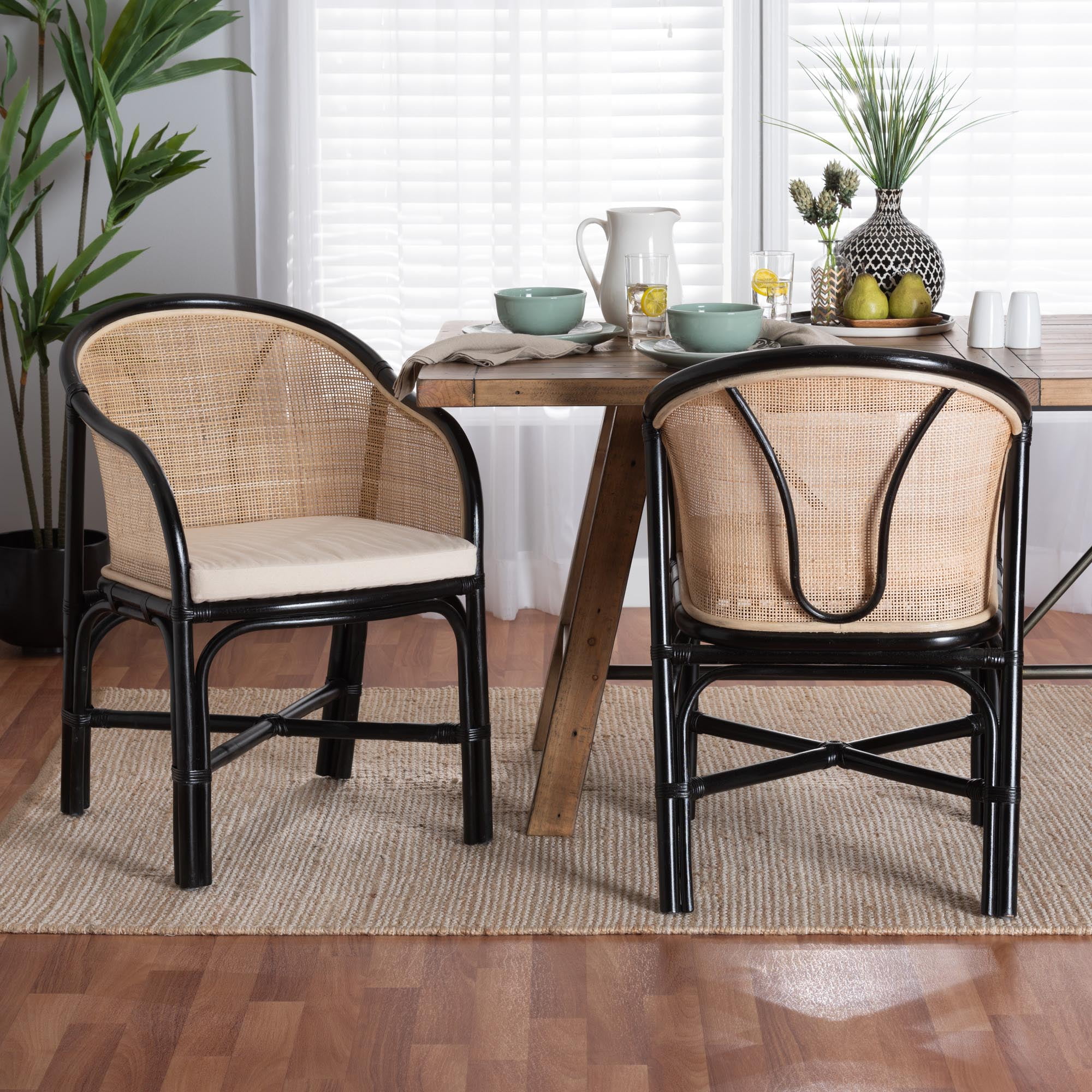 Baxton Studio Miranda Modern Bohemian Two-Tone Black and Natural Brown ...