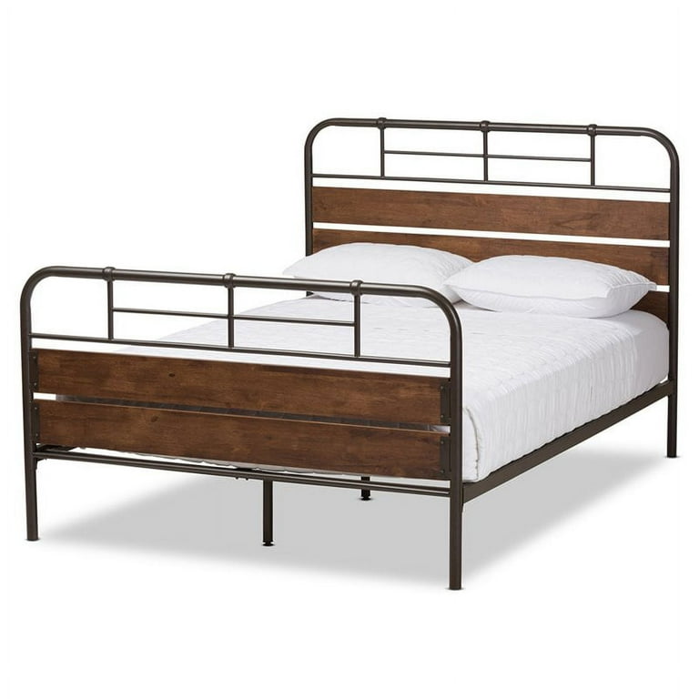 Baxton Studio Monoco Rustic Industrial Black Finished Metal Coco Brown Wood Twin Size Platform Bed Baxton Studio Monoco Rustic Industrial Black Finished Metal Coco Brown Wood Twin Size Platform Bed