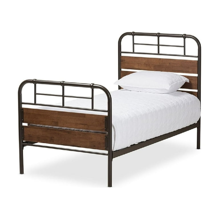 Baxton Studio Monoco Rustic Industrial Black Finished Metal Coco Brown Wood Twin Size Platform Bed Baxton Studio Monoco Rustic Industrial Black Finished Metal Coco Brown Wood Twin Size Platform Bed