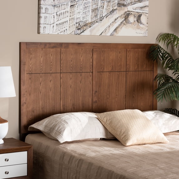 Baxton Studio Monroe Transitional Wood Back Support MDF Headboard, Full, Ash Walnut