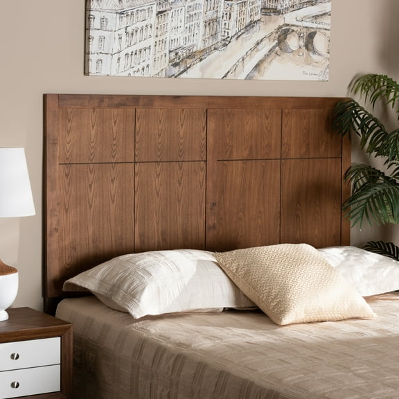 Baxton Studio Monroe Transitional Wood Back Support MDF Headboard, Queen, Ash Walnut