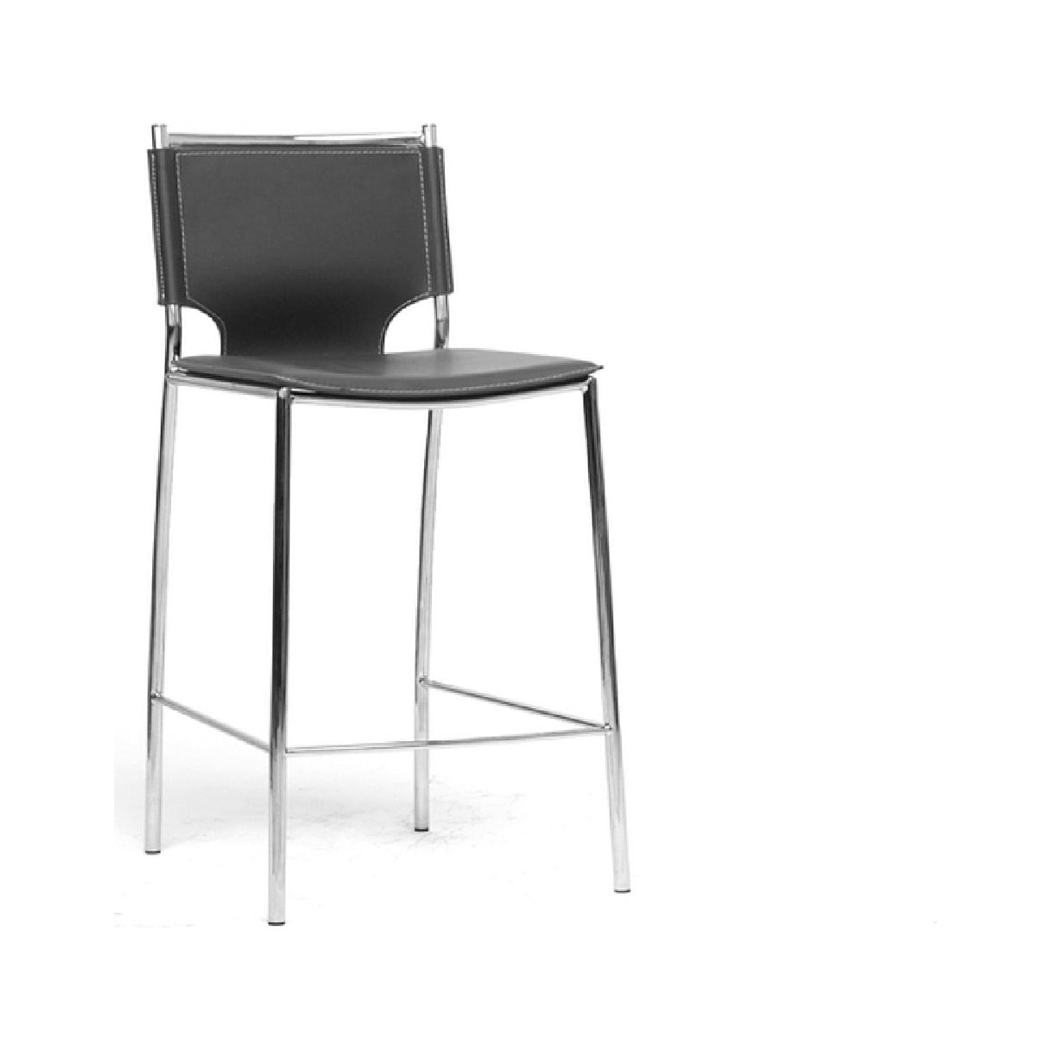 Montclare 26" Black Bonded Leather & Chrome Counter Stool - Set of 2