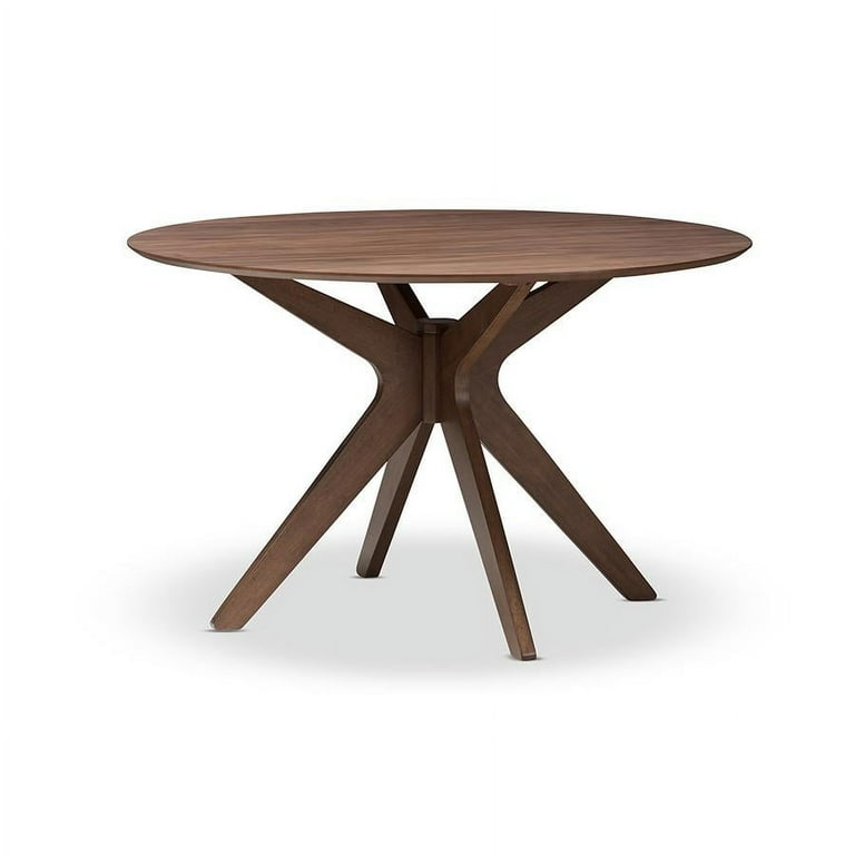 Baxton Studio Monte Mid-Century Modern Walnut Wood 47-Inch Round Dining Table Baxton Studio Monte Mid-Century Modern Walnut Wood 47-Inch Round Dining Table