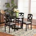 thumbnail image 1 of Baxton Studio Morigan Modern Transitional Grey Fabric Upholstered and Dark Brown Finished Wood 5-Piece Dining Set, 1 of 7