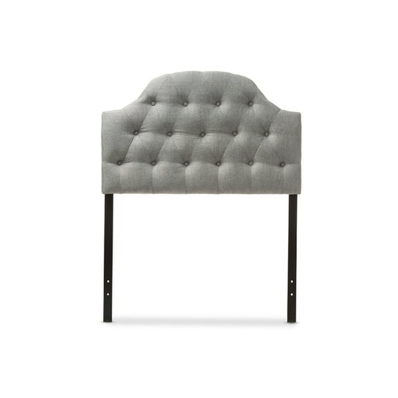 Baxton Studio Morris Modern and Contemporary Grey Fabric Upholstered Button-Tufted Scalloped Twin Size