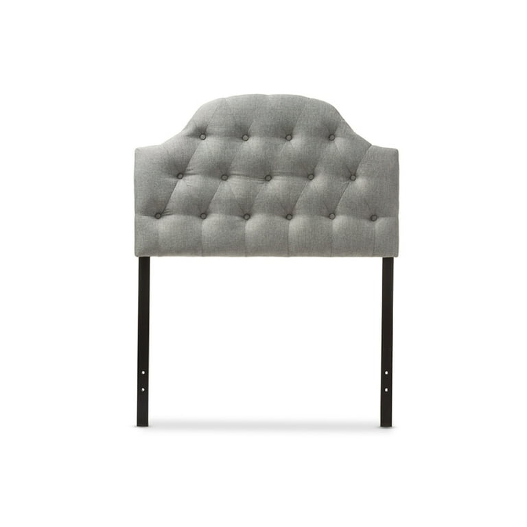 Baxton Studio Morris Modern and Contemporary Light Beige Fabric Upholstered Button-Tufted Scalloped Twin Size Headboard