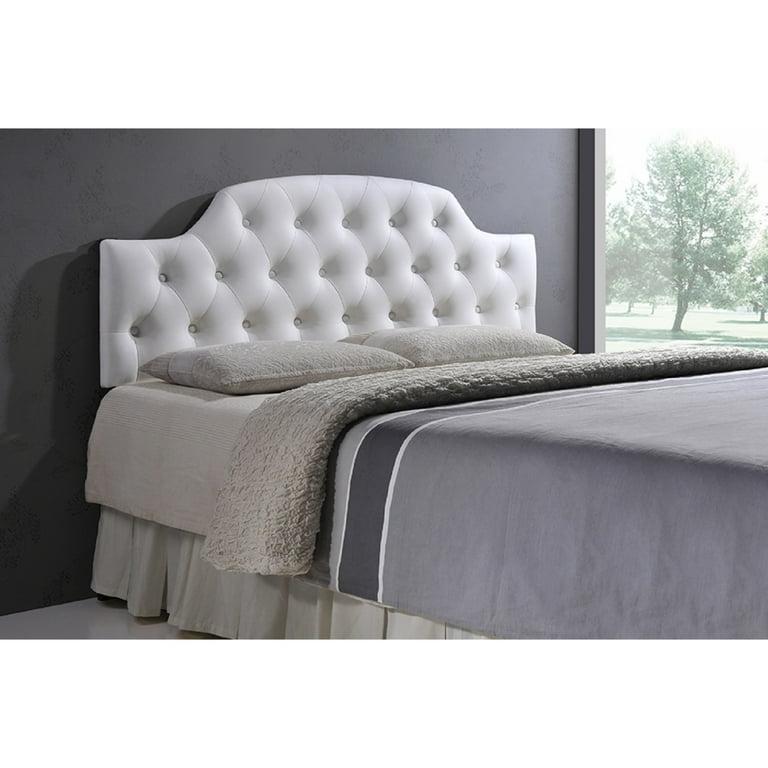 Baxton Studio Morris Modern and Contemporary Queen Size White Faux Leather Upholstered Button-tufted Scalloped Headboard Baxton Studio Morris Modern and Contemporary Queen Size White Faux Leather Upholstered Button-tufted Scalloped Headboard