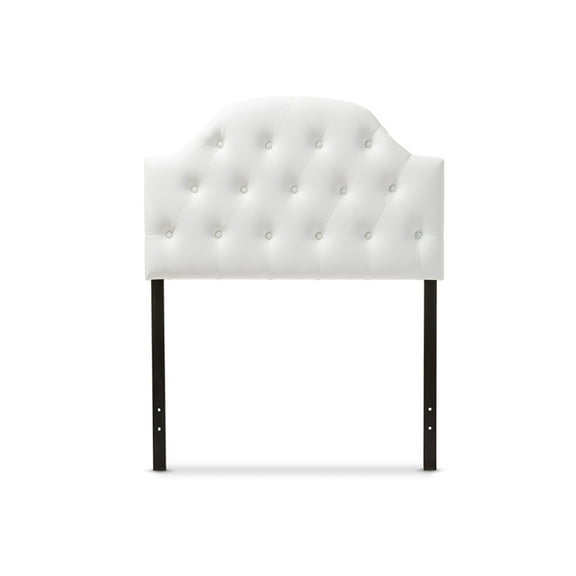 Baxton Studio Morris Modern and Contemporary White Faux Leather Upholstered Button-Tufted Scalloped Twin Size