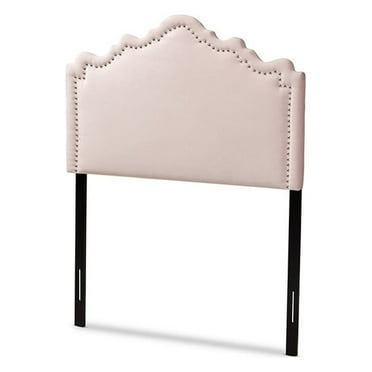 Baxton Studio Nadeen Contemporary Velvet Twin Headboard in Light Pink