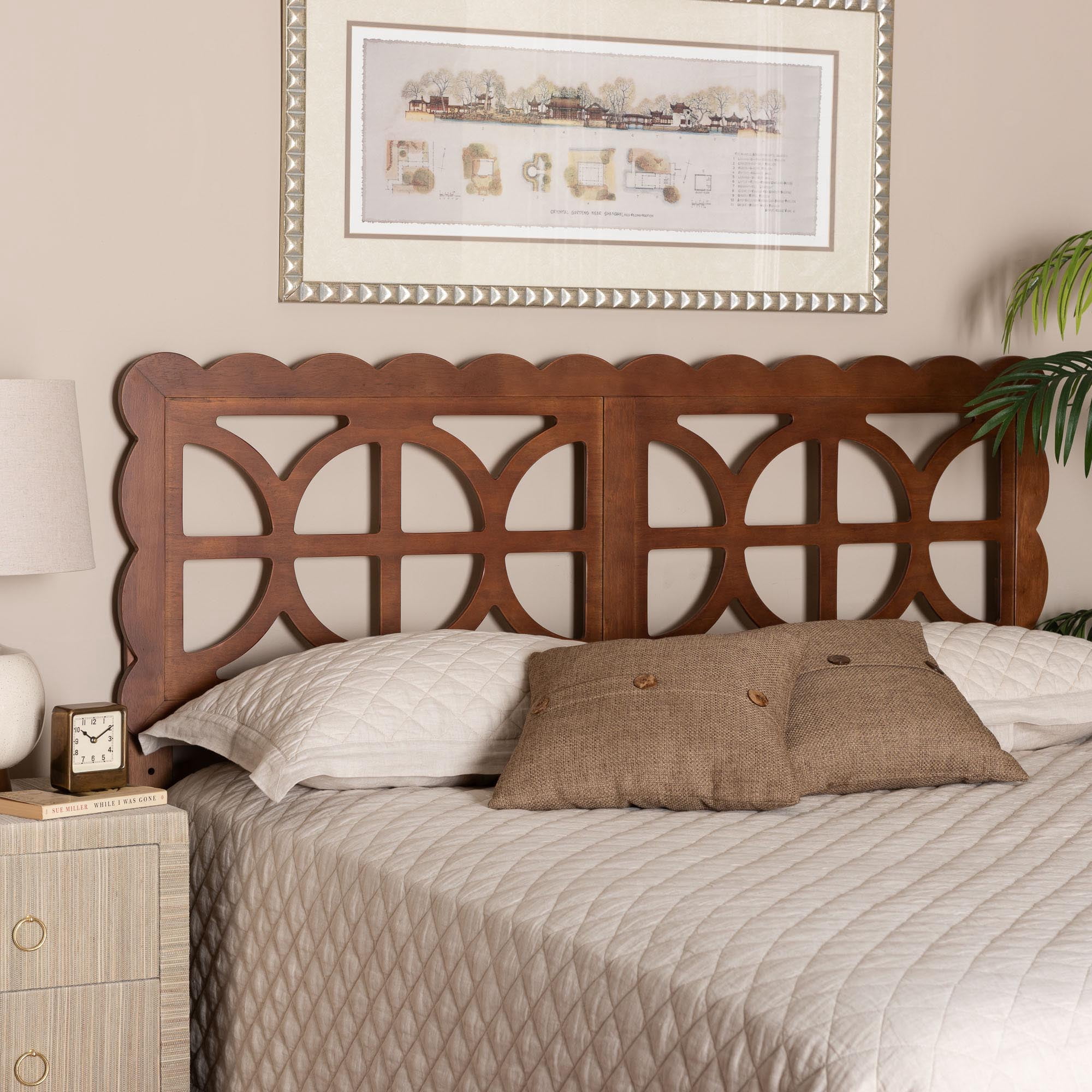 Baxton Studio Nansen Modern Headboard, Queen, Walnut Brown